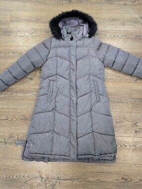 Big Chill | Gray Long Hooded Puffer Coat Size Large